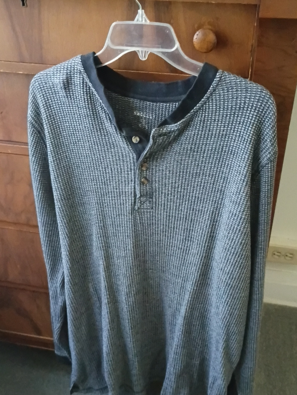 Men's Long-Sleeve Henley Thermal Shirt - Gray